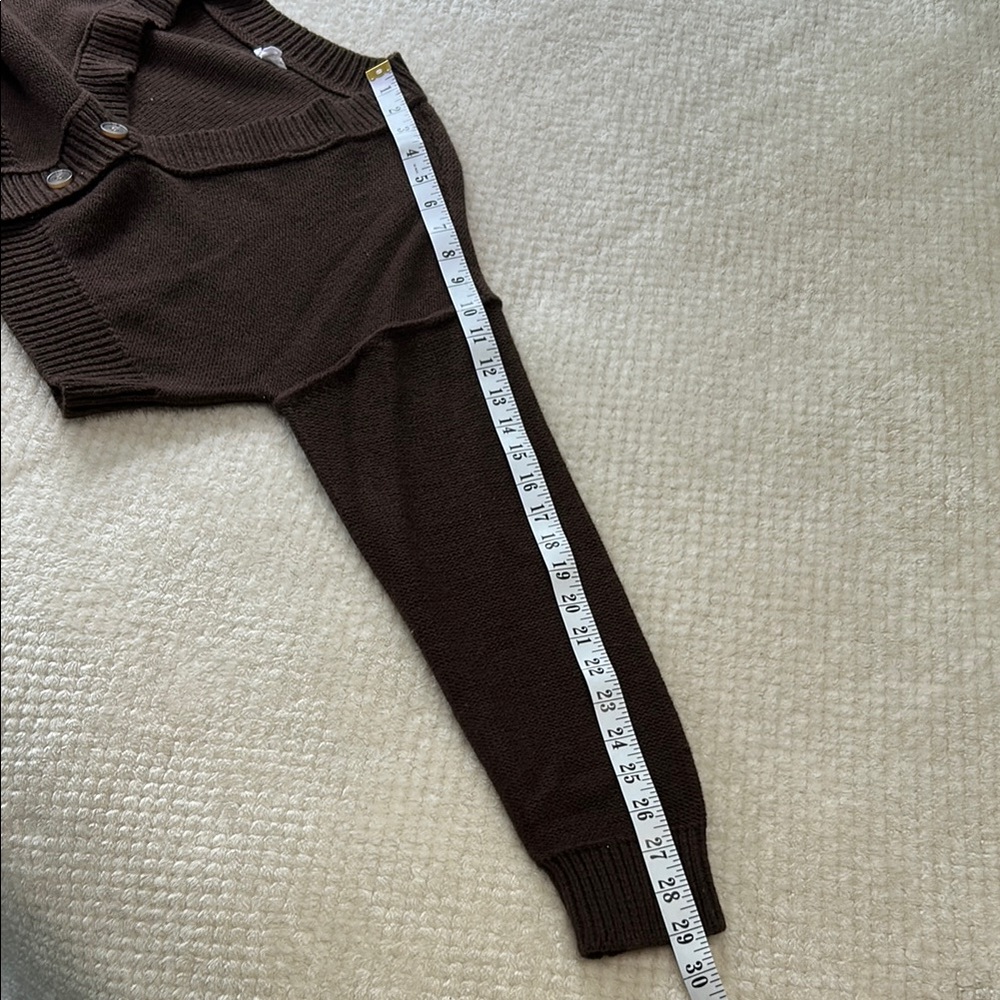 Garage Brown Cropped Cardigan Sweater - Picture 5 of 6